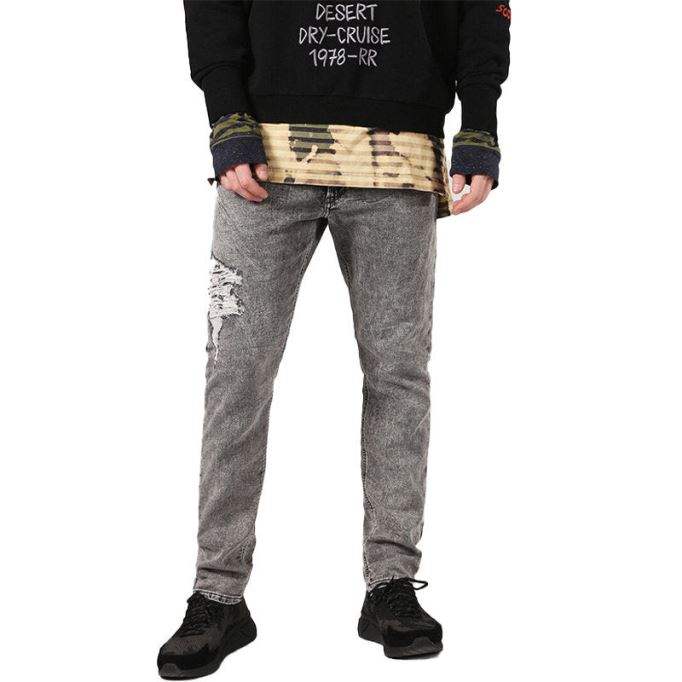 ディーゼル クローリー 0689d メンズ デニム ジーンズ スリムフィット フェード スウェット ジョグ パンツ ライトグレー