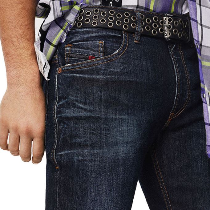 Thommer 081at メンズ デニム カジュアル フェード ジーンズ ストレッチ コットン ジップ スリムフィット ディーゼル