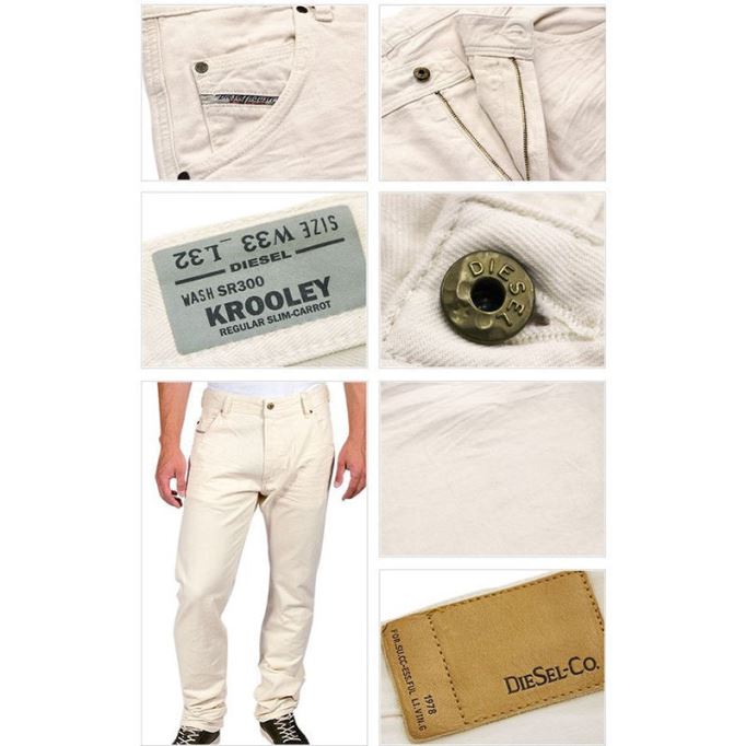 ディーゼル クルーリー メンズ ジーンズ デニム コットン スリム キャロット フィット カジュアル パンツ トラウザー