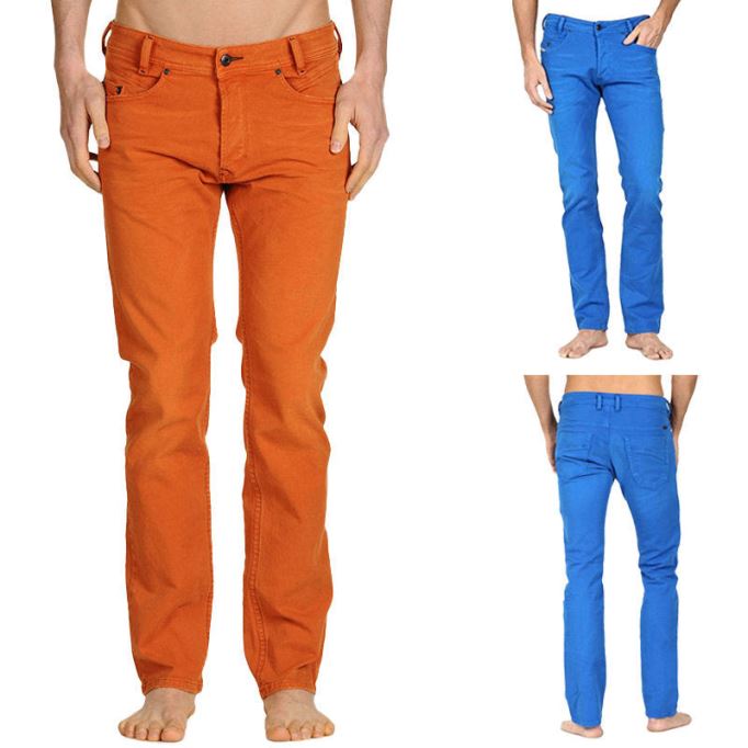 Iakop 0111d メンズ ジーンズ レギュラー スリムフィット コットン ストレッチ カジュアル デニム パンツ ディーゼル オフホワイト/ブルー/ホワイト