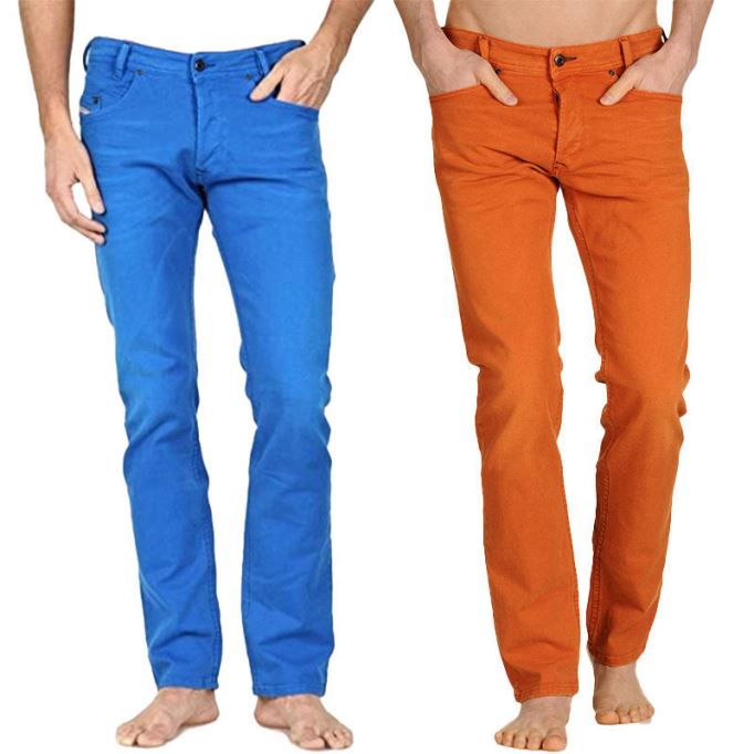 Iakop 0111d メンズ ジーンズ レギュラー スリムフィット コットン ストレッチ カジュアル デニム パンツ ディーゼル オフホワイト/ブルー/ホワイト