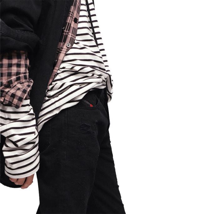 Mharky 088ad メンズ ジーンズ デニム スリム スキニー フィット トラウザーズ カジュアル パンツ ディーゼル