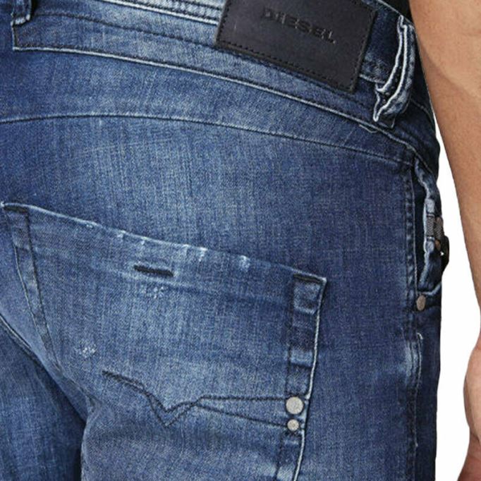 ディーゼル ベルザー 084mx メンズ デニム ジーンズ ストレッチ レギュラー スリム テーパード ダメージ加工