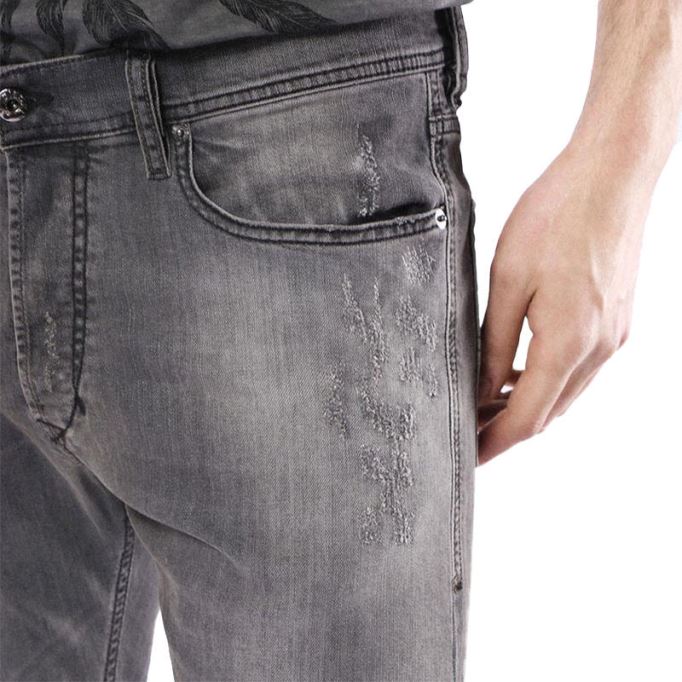 Tepphar 0674u メンズ デニム ジーンズ スリムフィット キャロット レッグストレッチ ダメージ加工 Dna ディーゼル