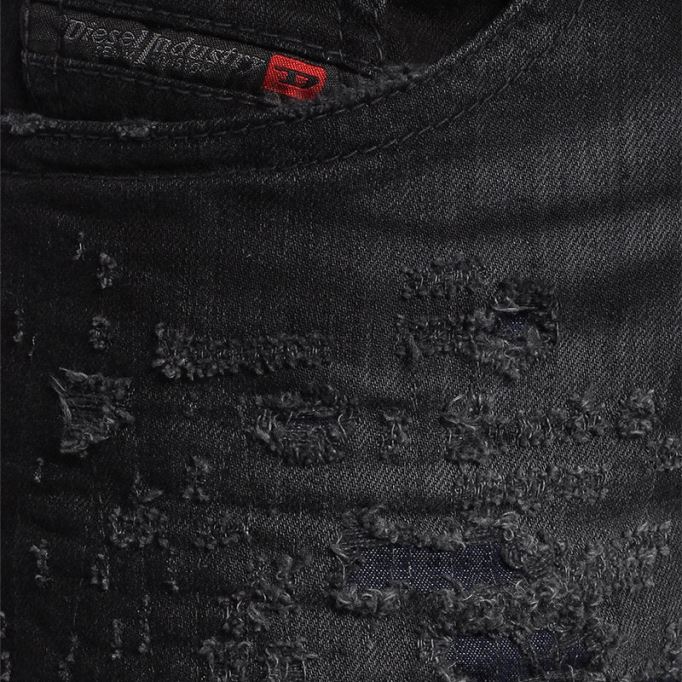 Thommer 0683t メンズ デニム ジーンズ スリムフィット Dna ダメージ加工 ブラック パンツ ディーゼル
