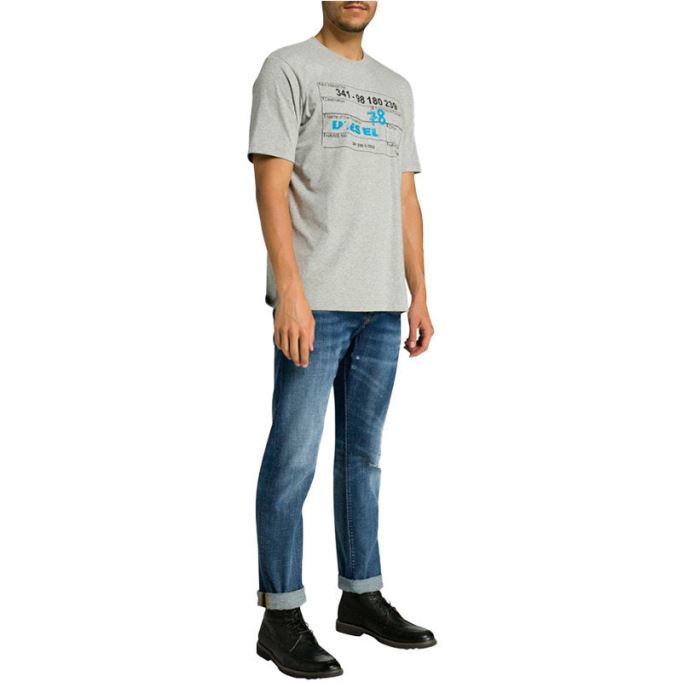 ディーゼルバスター R4tw8 メンズ デニム ジーンズ レギュラー スリムフィット テーパード ダメージ加工 リップド