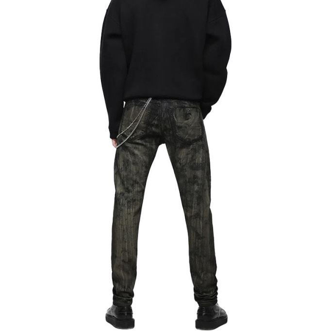 バスター 084zy メンズ デニム ジーンズ レギュラー スリム テーパードフィット ブラック グリーン ディーゼル