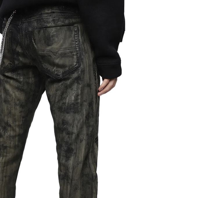 バスター 084zy メンズ デニム ジーンズ レギュラー スリム テーパードフィット ブラック グリーン ディーゼル