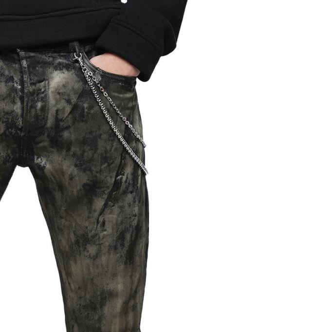 バスター 084zy メンズ デニム ジーンズ レギュラー スリム テーパードフィット ブラック グリーン ディーゼル