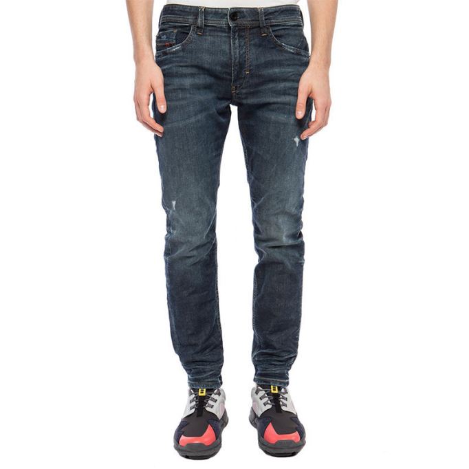 ディーゼル トーマー 087ai メンズ デニム スウェット ジョギング ジーンズ スリムフィット テーパード パンツ ブルー