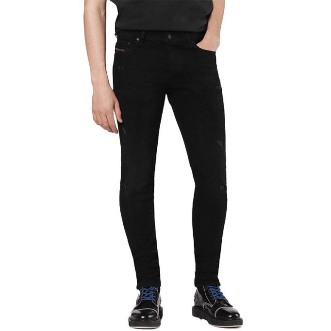 Tepphar 069ac メンズ デニム ジーンズ カジュアル スリムフィット テーパード ダメージ加工 パンツ ディーゼル