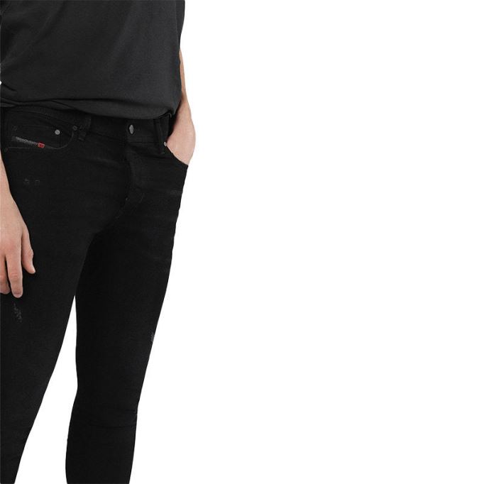 Tepphar 069ac メンズ デニム ジーンズ カジュアル スリムフィット テーパード ダメージ加工 パンツ ディーゼル