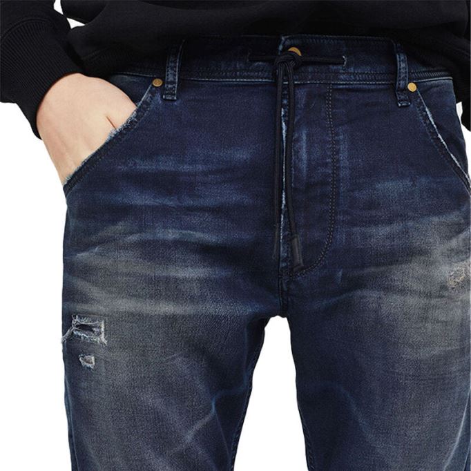 Krooley 069gz メンズ デニム ジョギング ジーンズ スリムフィット カジュアル リラックス スウェット パンツ ディーゼル