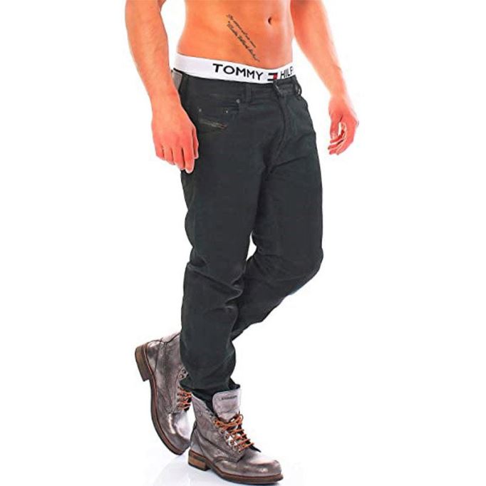 Krayver 0816v メンズ ジーンズ デニム ストレッチ レギュラー スリム キャロット フィット トラウザーズ ディーゼル