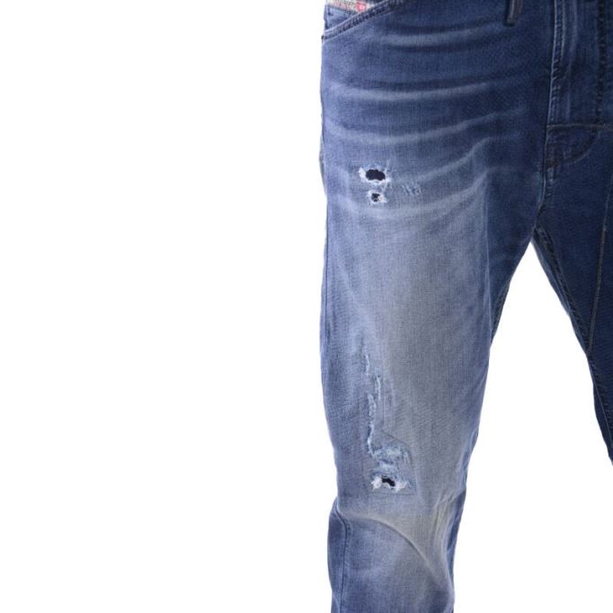 Narrot-ne 0666w メンズ デニム ジーンズ スウェット ジョグ ダメージ加工 レギュラーフィット キャロット ディーゼル