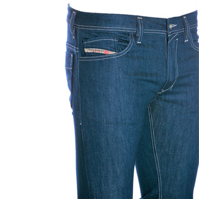 メンズ ジーンズ レギュラー フィット ストレート コットン パンツ カジュアル ブルー デニム パンツ ディーゼル