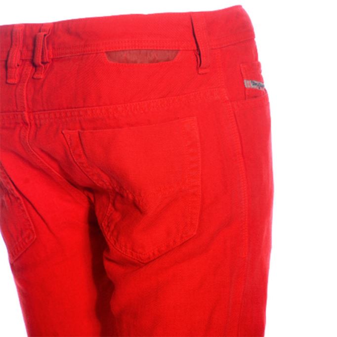 メンズ ジーンズ デニム レギュラー ストレートフィット カジュアルパンツ レッド ズボン ディーゼル