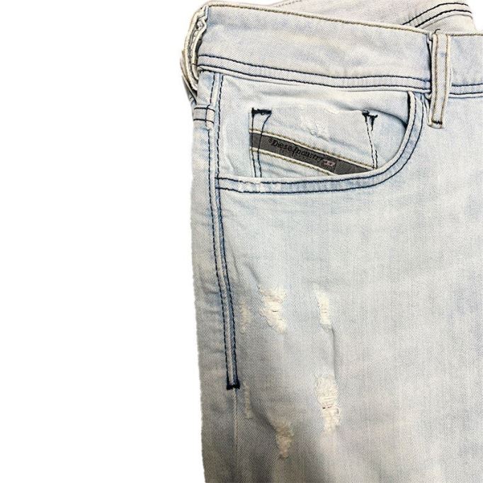 Sleenker 0689l メンズ ジーンズ ダメージ加工デニム ストレッチコットン スリム スキニーフィット ディーゼル