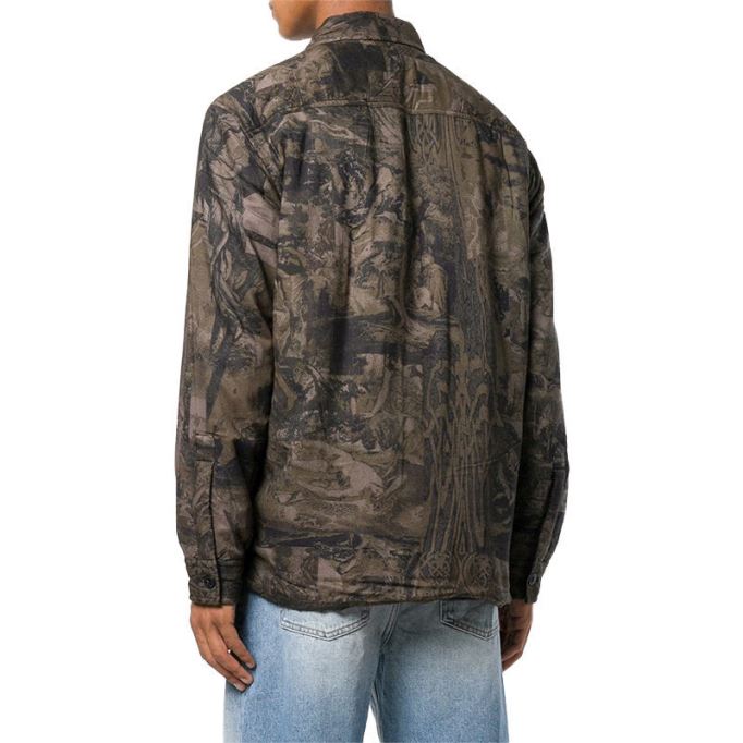 S Late Padd A メンズ シャツ ジャケット 解析プリント カジュアル カモフラージュ コート ディーゼル