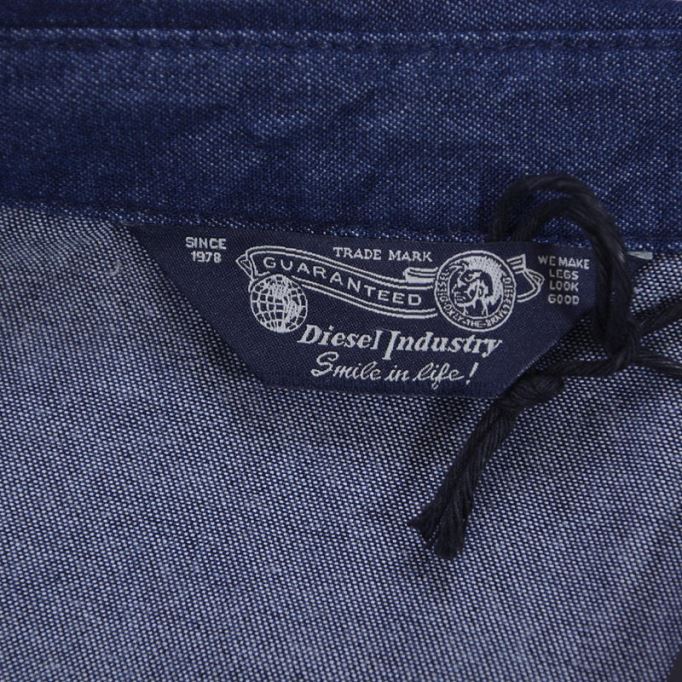 ディーゼル New Sonora E 0bamp メンズ デニムシャツ 長袖 カジュアル 無地 青シャツ