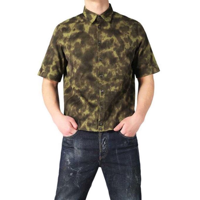 S Tigge メンズ シャツ レギュラーフィット カジュアル コットン 半袖 ワーク オフィス ディーゼル