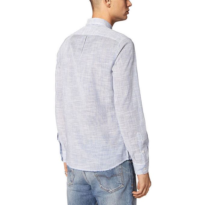 ストライプ メンズ シャツ レギュラー スリムフィット カジュアル コットン 長袖 アウター ディーゼル