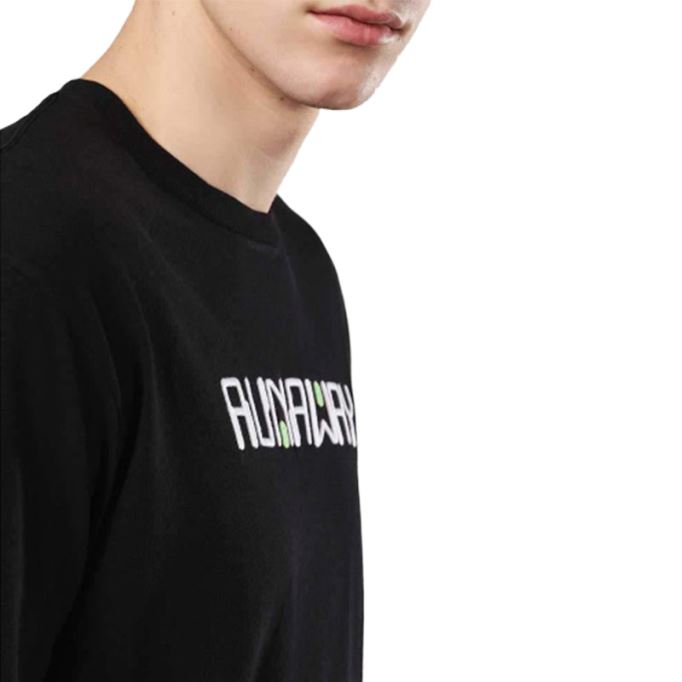 ディーゼル T ジャスト Zd 0sayp 900 メンズ T シャツ グラフィック プリント クルー ネック夏黒 T シャツ