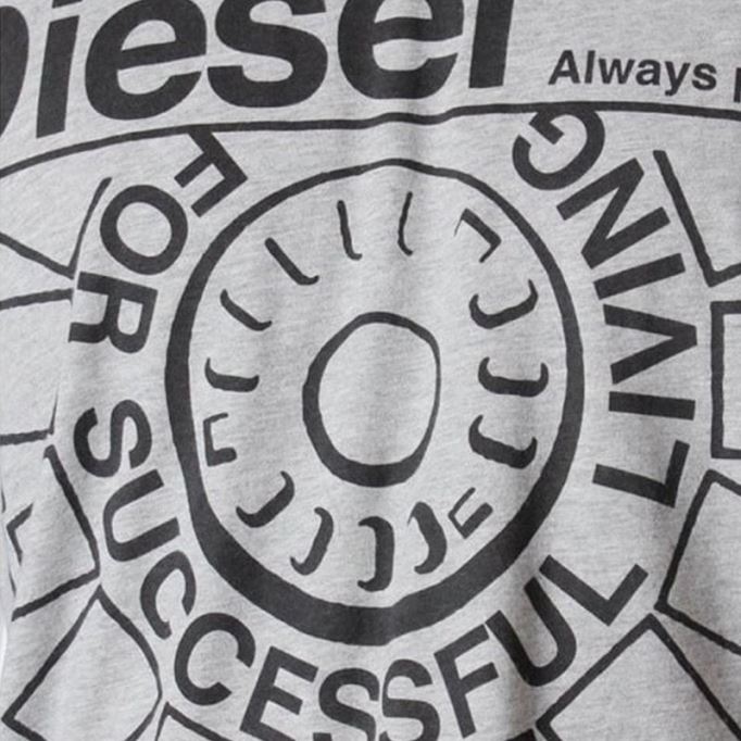 T バロック R 0r91b メンズ Tシャツ グレー 半袖 コットン カジュアル クルーネック ディーゼル