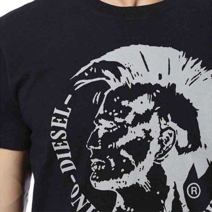 ディーゼル T ディエゴ Fo メンズ Tシャツ 半袖 クルーネック カジュアル サマー コットン ティー ブラック/ネイビー/ホワイト/ブルー/レッド