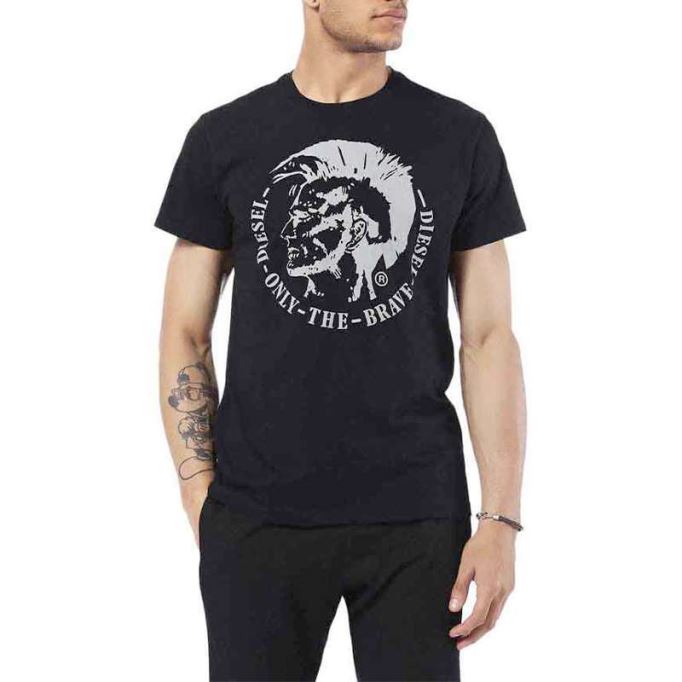 ディーゼル T ディエゴ Fo メンズ Tシャツ 半袖 クルーネック カジュアル サマー コットン ティー ブラック/ネイビー/ホワイト/ブルー/レッド