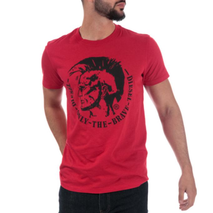 ディーゼル T ディエゴ Fo メンズ Tシャツ 半袖 クルーネック カジュアル サマー コットン ティー ブラック/ネイビー/ホワイト/ブルー/レッド