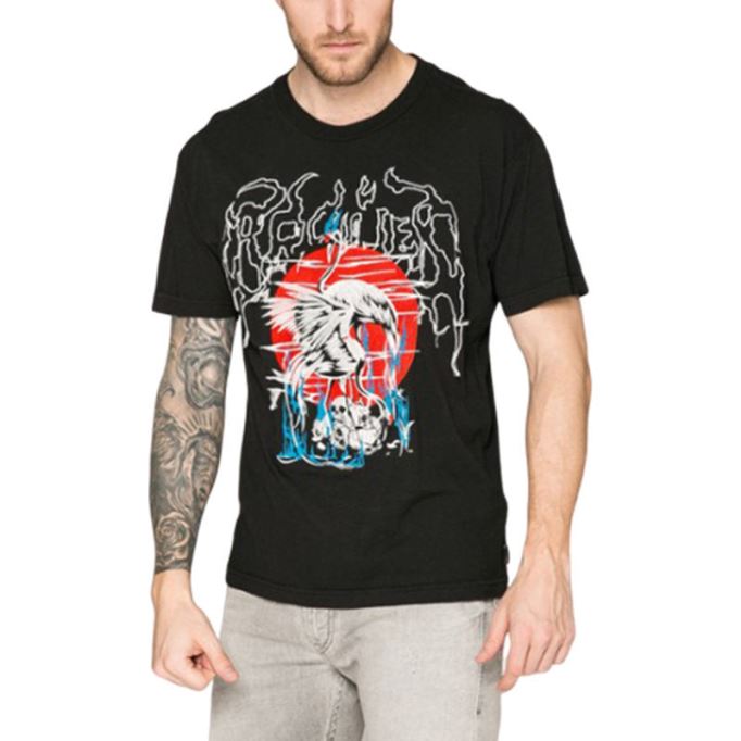 T ウォレス Sg メンズ Tシャツ 半袖 クルーネック カジュアル 夏 黒 Tシャツ ディーゼル