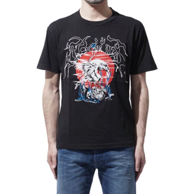 T ウォレス Sg メンズ Tシャツ 半袖 クルーネック カジュアル 夏 黒 Tシャツ ディーゼル