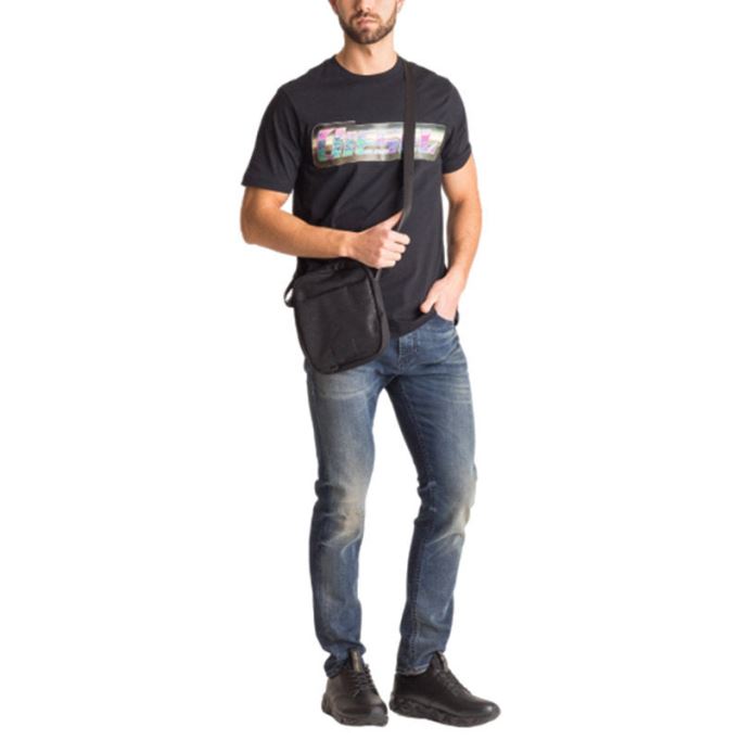 ディーゼル T ジャスト Zg メンズ T シャツ レギュラー フィット半袖夏黒綿 T シャツ