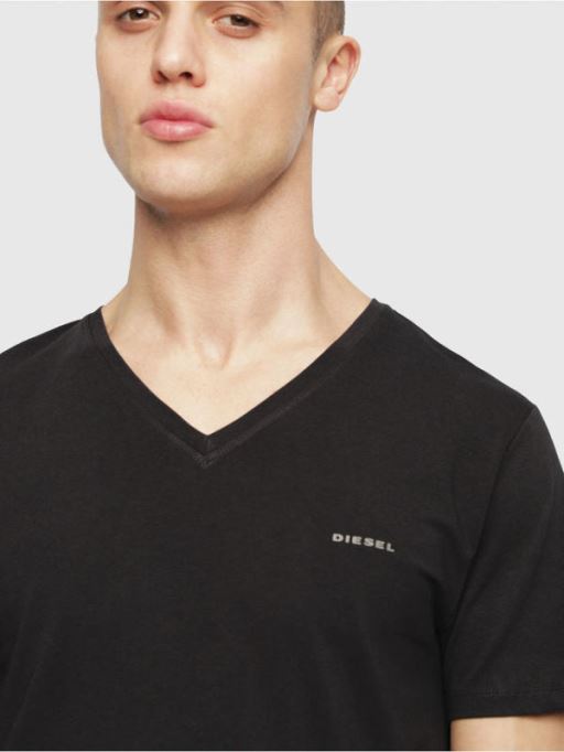 ディーゼル Umtee マイケル メンズ T シャツ 1x パック半袖 V ネック カジュアル コットン T シャツ ブラック/ホワイト