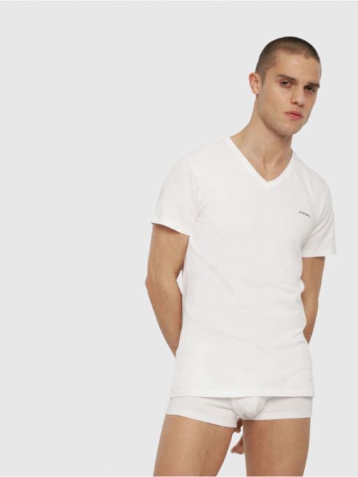 ディーゼル Umtee マイケル メンズ T シャツ 1x パック半袖 V ネック カジュアル コットン T シャツ ブラック/ホワイト