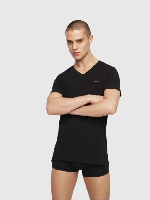ディーゼル Umtee マイケル メンズ T シャツ 1x パック半袖 V ネック カジュアル コットン T シャツ ブラック/ホワイト