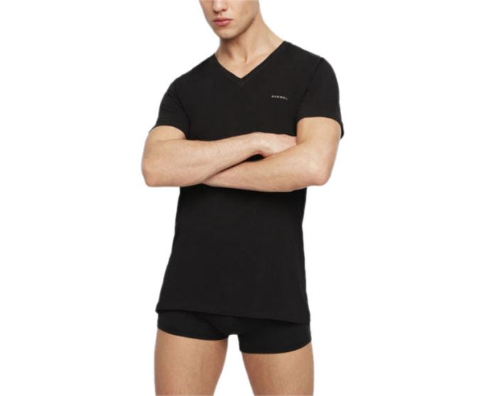 ディーゼル Umtee マイケル メンズ T シャツ 1x パック半袖 V ネック カジュアル コットン T シャツ ブラック/ホワイト