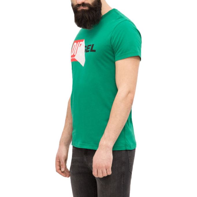 T ディエゴ Qa メンズ Tシャツ クルーネック半袖カジュアル コットン Tシャツ グリーン ディーゼル