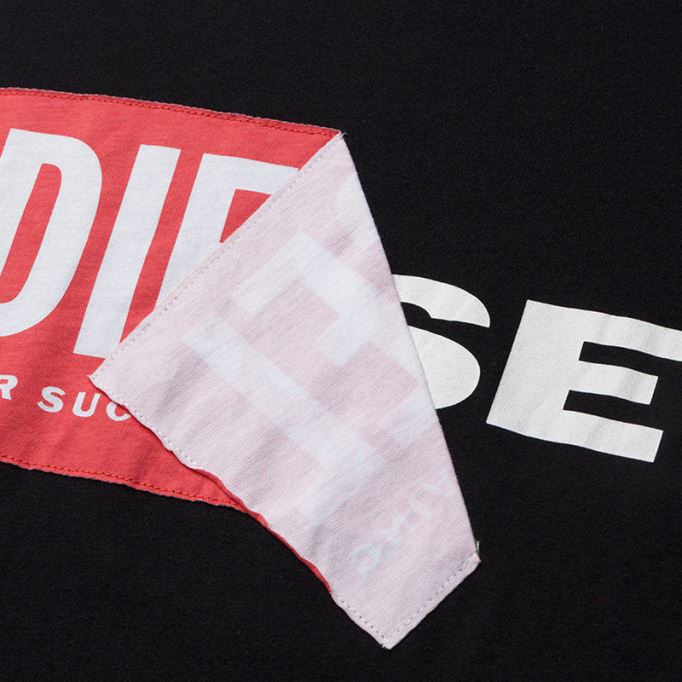 ディーゼル T ディエゴ Qa メンズ Tシャツ 半袖クルーネック スリムフィット カジュアル ブラック Tシャツ