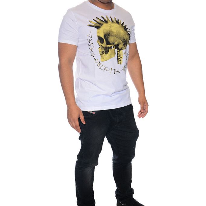 T Feddo メンズ Tシャツ クルーネック コットン コットン モホークプリント Tシャツ ディーゼル