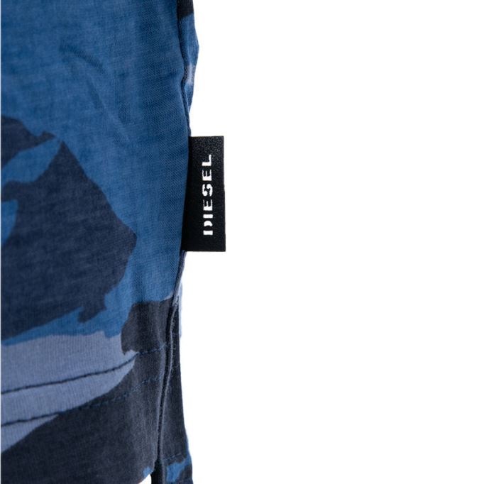 T Santa Ls メンズ Tシャツ 長袖 クルーネック コットン Tシャツ カジュアル ブルー トップス ディーゼル