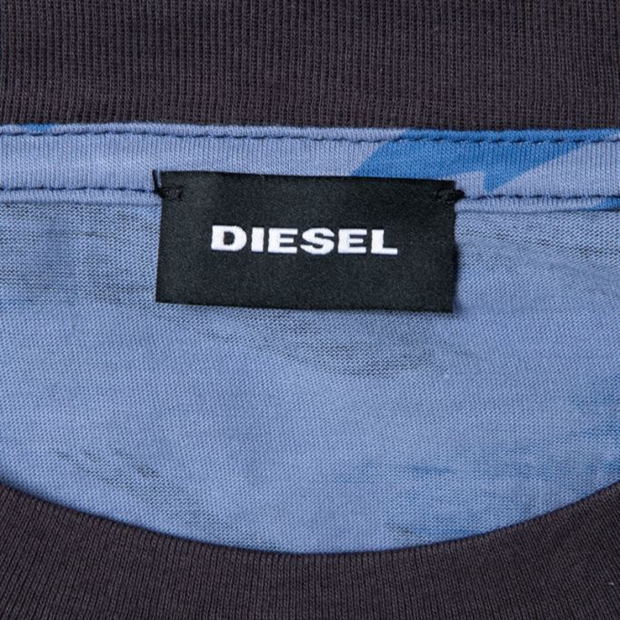 T Santa Ls メンズ Tシャツ 長袖 クルーネック コットン Tシャツ カジュアル ブルー トップス ディーゼル