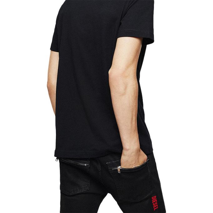 T ディエゴ B6 メンズ Tシャツ クルーネック 半袖 カジュアル コットン 黒 Tシャツ ディーゼル