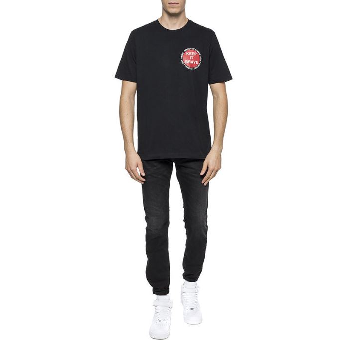 T Just Xo メンズ Tシャツ 半袖 クルーネック ブラック トップス カジュアル コットン ティー ディーゼル