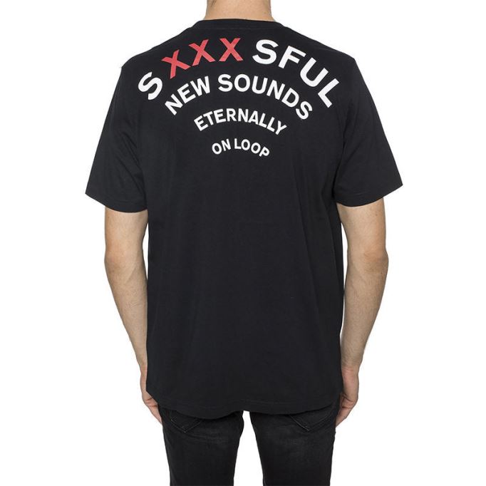 T Just Xo メンズ Tシャツ 半袖 クルーネック ブラック トップス カジュアル コットン ティー ディーゼル