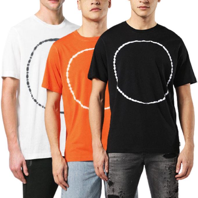 T Cereck メンズ Tシャツ クルーネック レギュラー フィット ソフト コットン サマーカジュアル ティー ディーゼル ブラック/レッド/ブルー