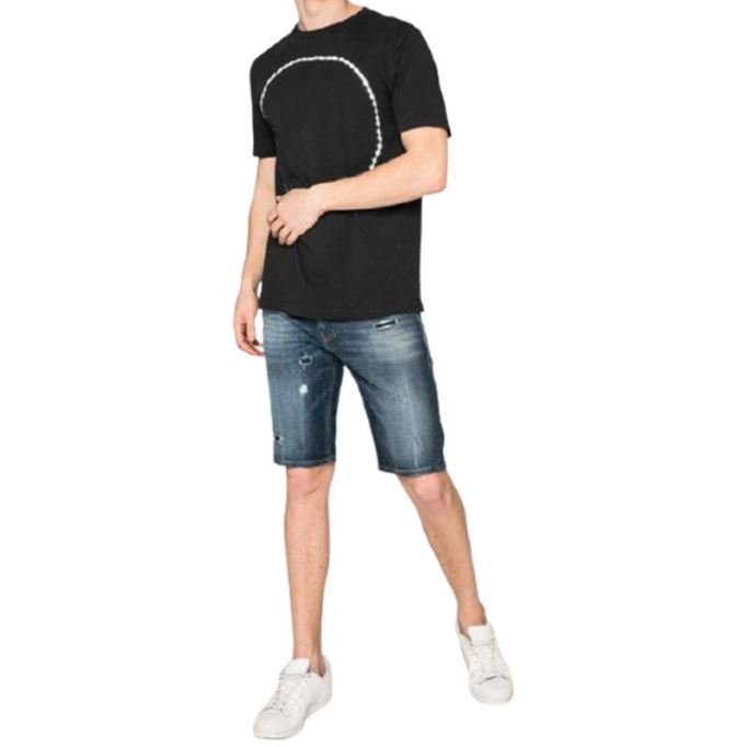 T Cereck メンズ Tシャツ クルーネック レギュラー フィット ソフト コットン サマーカジュアル ティー ディーゼル ブラック/レッド/ブルー