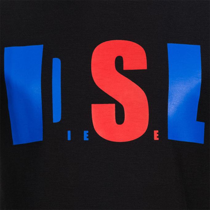 ディーゼル T ジョー Qb メンズ Tシャツ スリムフィット クルーネック プリント カジュアル サマー コットン Tシャツ ブラック/ホワイト/ネイビー