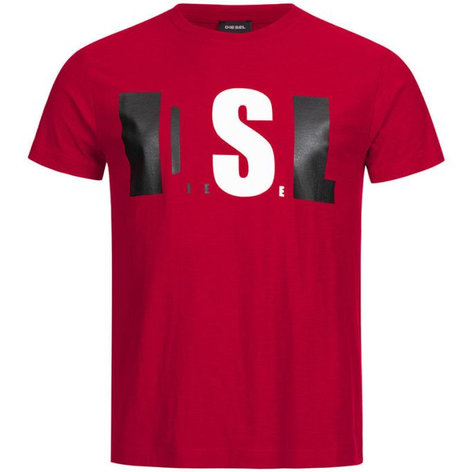 ディーゼル T ジョー Qb メンズ Tシャツ スリムフィット クルーネック プリント カジュアル サマー コットン Tシャツ ブラック/ホワイト/ネイビー